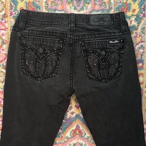 Miss Me Black Rhinestone Embellished Women's Skinny Jeans 33” inseam